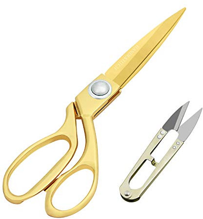 Handi Stitch Gold Tailor Dressmaking Scissors & Yarn Thread Snippers - Heavy Duty 25.4cm/10 Inch Stainless Steel Sharp Shears - Cutting Fabric, Clothes, Leather, Denim, Altering, Sewing & Tailoring