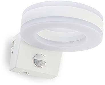 HUBER LED Wandlampe mit Bewegungsmelder 140° 20W, 1800lm I IP65 geschützte LED Außenleuchte mit Bewegungssensor I Wandleuchte innen, weiß
