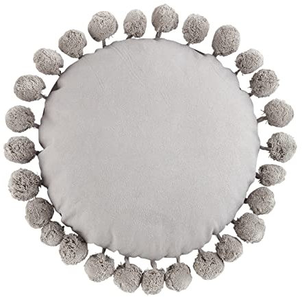 Mud Pie, Graues, rundes Bommelkissen, 50,8 cm Durchmesser
