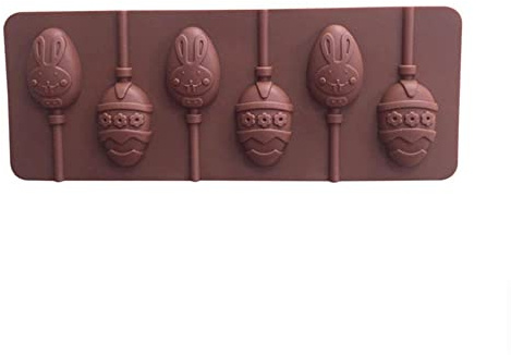 DUORUIMI Moule en silicone pour sucettes de Pâques - 6 compartiments - En forme d'œuf de Pâques