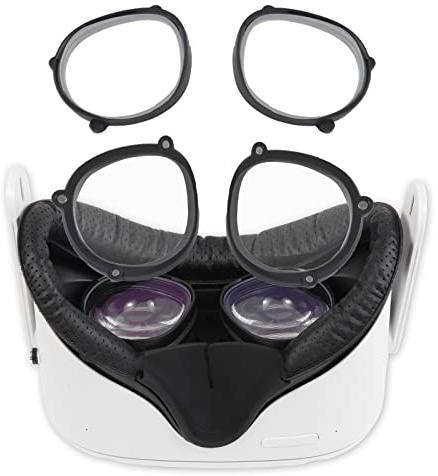 OOAVR Anti-blå ljusglasögon för Oculus Quest 2 levereras med en magnetisk legeringsram och anti-blått ljus linstillbehör som stöder byte av linser för att rymma din närsynthet (svart)