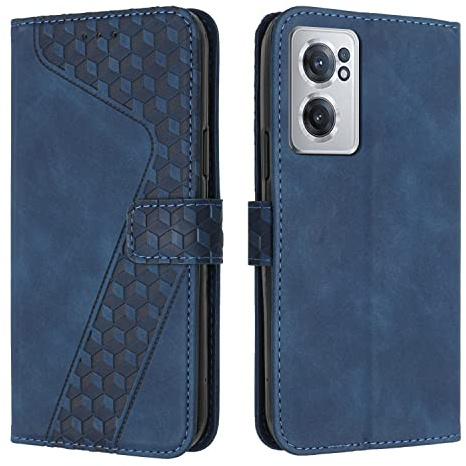 OKZone Kompatibel mit OnePlus Nord CE 2 5G Hülle, PU Leder Handyhülle Tasche Wallet Schutzhülle OnePlus Nord CE 2 5G, Flip Cover Klappbar Brieftasche Etui mit Magnet TPU Lederhülle (Blau)