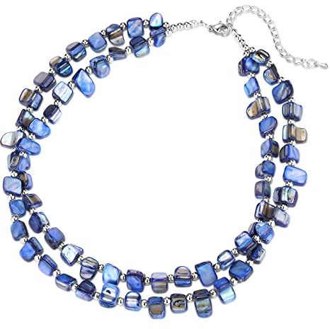 Bulinlin Boho Bunte Perlenkette Damen Muschelkette Strand Sommer Verstellbar Bohemian Choker Halsketten FüR Frauen Und MäDchen