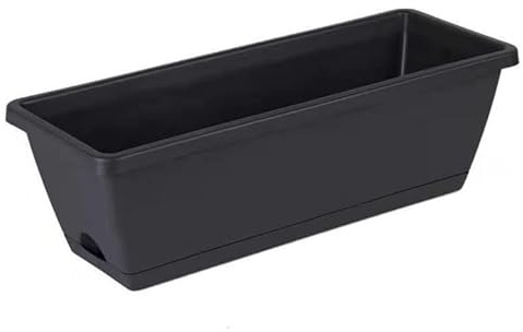 Macetas Exterior Grandes Rectangulares，Jardinera De Plástico, 42 X 17 X 15 Cm, Macetero, Maceta Para Plantas Y Flores Rectangular Con Agujeros De Drenaje Y Bandeja Para Agua ( Color : Gris oscuro , Si