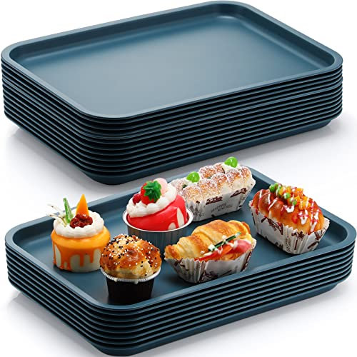 20 Pcs Fast Food Serving Tray 10 x 14 Plastic Rectangular Cafe Standard Cafeteria Trays Bulk Serving Platter Food Service Products for Restaurant Grill School Lunch Kitchen Hotel Kids