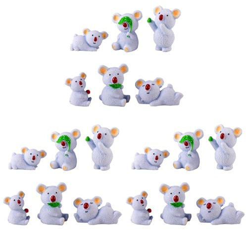 Yardwe 18 StüCk Koala BäRfiguren Aus Harz Mini Tierfiguren FüR Schreibtisch Dekoration Sukkulenten Micro Landschaft Und Party ZubehöR