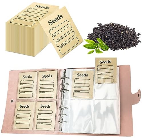 101 Stück Seed Storage Organizers Resealable Saatgut-Aufbewahrungsorganisatoren, wiederverschließbare, selbstdichtende Saatumschläge, Saatgut-Sparpakete, Garten-Saatgut-Aufbewahrungsbehälter(Rosa)