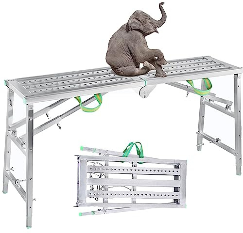 GIZMIT Plataforma de Trabajo Plegable para renovación, Equipos de andamio de Aluminio con Altura Ajustable, Taburete de Plataforma de andamio portátil Limpieza de RV Paredes de Pintura Alta,200cm