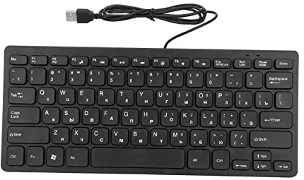 Vikye Mini Clavier USB Filaire Durable à 78 Touches, Texte Lisible, Plug and Play, pour Le Bureau, la Maison, Les Ordinateurs Portables et Les Ordinateurs de Bureau (Russe)