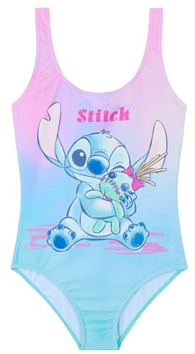 Disney Stitch baddräkt för flickor, pool och strand - present till flickor, Rosa/blå Stitch, 11-12 år