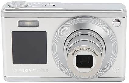 SIXRUN 4K Digitalkamera, FHD 60 MP Vlog Kamera, 2,88 Zoll IPS Bildschirm Kamera Fotokamera, Autofokus Fotoapparat Digitalkamera, für Erwachsene, Anfänger (Silver)