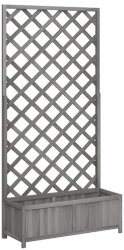 vidaXL Fioriera con Traliccio Grigia in Legno Massello di Abete