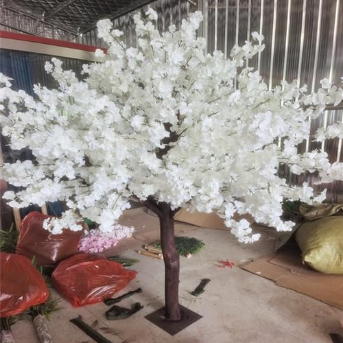 Qiang Künstlicher Kirschbaum, Künstliche Dekorative Pflanze,Künstlicher Baum,Seidenblumen-Wunschbaum,Für Hochzeit/Garten/Büro/Hotel,Innen- Und Außendekoration,White-Round-2.5x2.5m