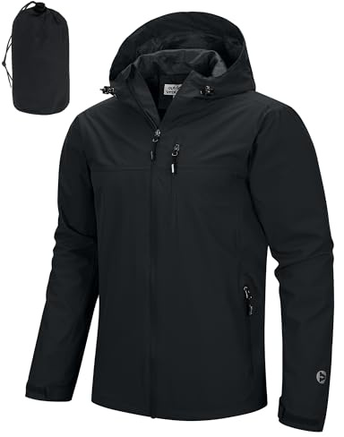 Outdoor Ventures Herren Regenjacke Wasserdicht Leichte Outdoor Windjacke | 10000mm Packbar Fahrrad Jacke Regenmantel mit Atmungsaktive Netzfutter, Windbreaker für Golf Wandern Angeln Camping