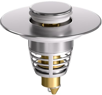 PCVANLEY 1 bouchon d'évier 27-41 mm, bouchon d'évier en laiton à ressort en acier inoxydable, convient pour la salle de bain, les trous de drainage de la cuisine
