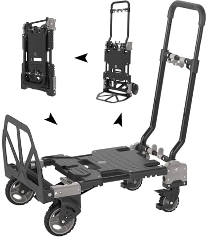 2-in-1 Handwagen mit Rädern (max. Tragkraft 150 kg, 100 kg) zusammenklappbarer Handwagen