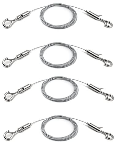 Geroosaty Lot de 4 Fils RéGlables pour Suspension D'Image, Supporte 50 Lb de MatéRiel de Suspension, Câble en Acier Inoxydable de 2 M X 1,5 Mm