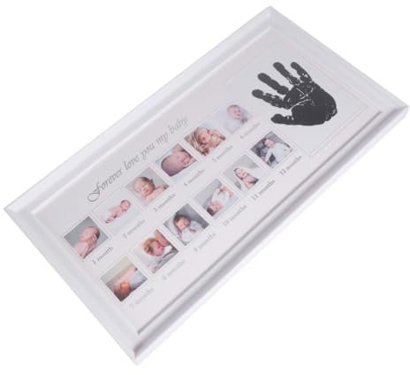 ANDRESLAD 1stück Wachstumsrekord Bilderrahmen Mit Fingerabdruckdisplay Kreativer Fotohalter Für Mädchen Monate Wachstumserinnerungen Weiß
