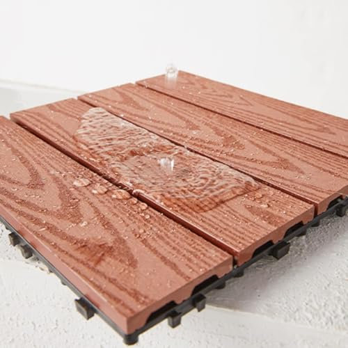 Modern Kunststoffholz Badvorleger rutschfest, 30x30 cm, Duschmatte Badvorleger Aus Holz, Spa, Sauna(6 pcs)