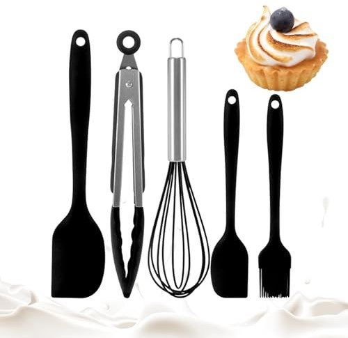 Backutensilien-Set, Küchenutensilien-Set | Silikon-Backspatel Schneebesen-Zangen-Set 5-teilig | Küchenzubehör für Reisen, Wohnmobil, Apartment, Campingplatz, Bäckerei