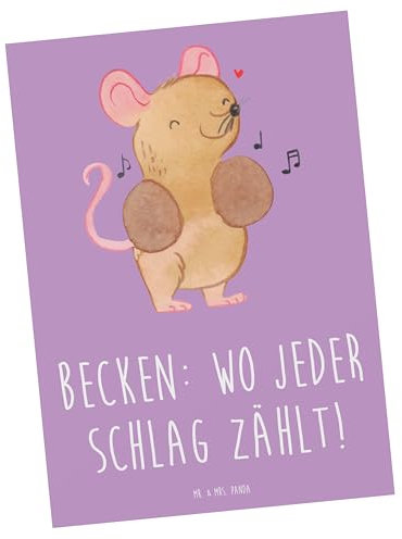 Mr. & Mrs. Panda Grußkarte Becken - Geschenk, kunstkarte, Lernen, Musikinstrument, Postkarte, bildkarte, Postkarten, Musiker, Instrument, Rhythmus, Musikliebhaber, Fotokarte, Schlaginstrument, Musik