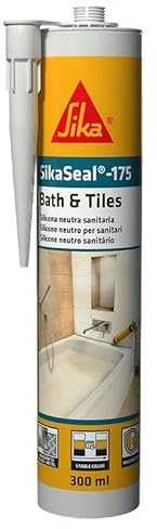 SIKA - Sigillante silicone per ambienti umidi - SikaSeal-175, Grigio - Resistente all'acqua - Ideale per giunti in bagni e cucine - Forte adesione - VOC bassi e senza solventi - 300ml