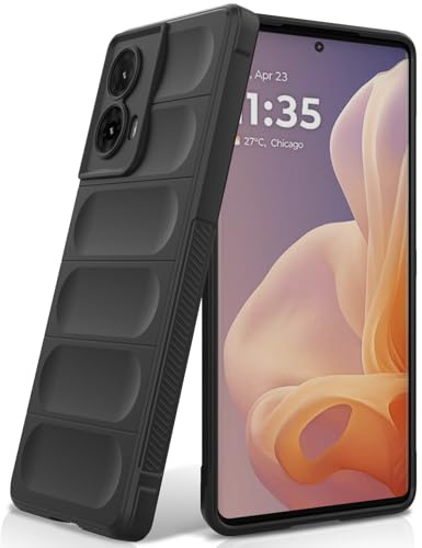 BonYonka Funda de Silicona para Motorola Moto G85, Negro | Diseño Ondulado Antigolpes, Forro Interior de Microfibra Antirrayas, Tacto Suave y Sedoso, Protección Militar contra Caídas