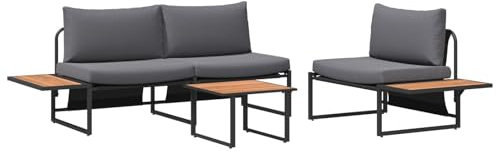 vidaXL Garten Essgruppe 3 pcs Anthrazit Stahl, Stylisches, Robustes ESS-Set für draußen, Gartenmöbel für Terrasse, toller Tisch