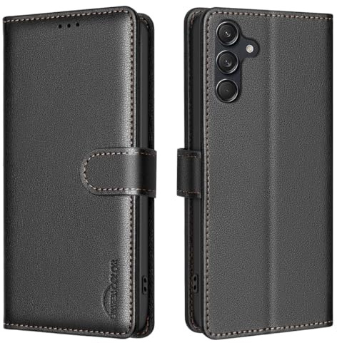 Wuhaizher for Samsung A17 5G / 4G Case with RFID Flip Wallet, Black | Folio Book Phone Cover for Men Women, Shockproof Bumper Protection, PU Leather, Card Holder, Kickstand, Magnetic Closure