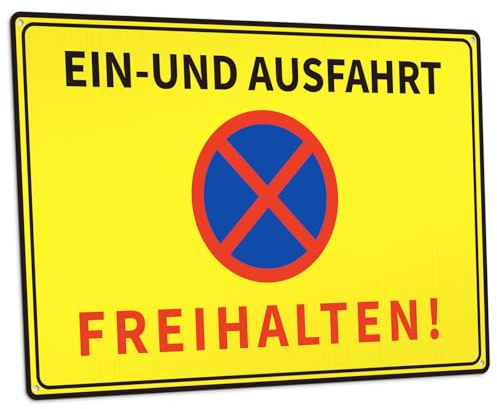 Einfahrt Ausfahrt Freihalten Schilder, Metall Aluminium Ein und Ausfahrt Freihalten Schild, Parken Verboten Schild Warnschilder Halten Sie den Kanal offen, 30x20 cm