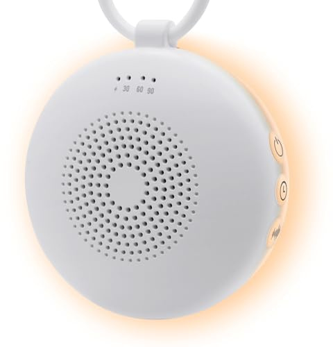 Machine à Bruit Blanc Portable - 12 Sons pour Sommeil Bébé et Adulte, Veilleuse, Minuterie 3 Timers, Mémoire, 12H Autonomie, Idée Cadeau