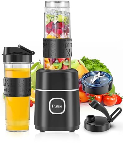 Blender, Mixeur Blender, Blender Smoothie avec 2 Gobelets Tritan de 570 ml, Blender Portable, Mini Blender 500W Peut Piler de la Glace, pour Faire des Jus, Smoothies, Milkshakes