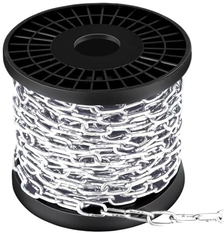 15M Edelstahlkette, 1.5mm hängende Kette, Jack Chain, Metallketten sind Anpassbar für Hängende Vogelfütterer Hundeleinen Schilder & DIY Projekte Wäscheleine Hundekette