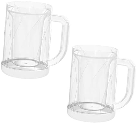 Mikinona 2 Piezas Tazas de Cerveza Congelables Reutilizables con Doble Pared y Asas Vasos Transparentes para Bebidas Frías Aire de Bpa