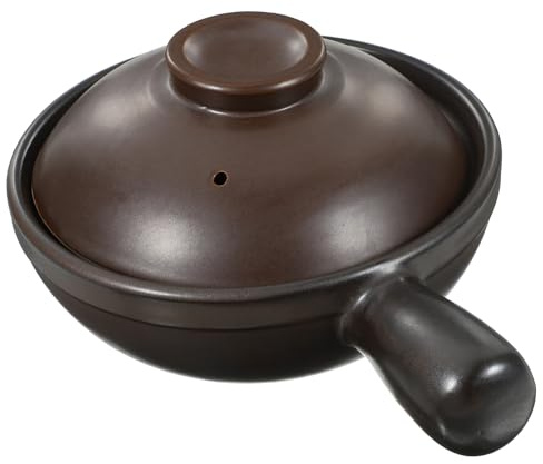 Gatuida Cazuela de Barro Tradicional con Mango Olla de Resistente Altas Temperaturas para Cocina Doméstica para Sopas Arroz y Guisos