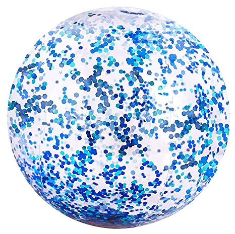 Annadue Iriserande Genomskinlig Badboll, 16 Tums Uppblåsbar Leksak med Vackra Paljetter för Poolaktiviteter, Vattentätt PVC-material