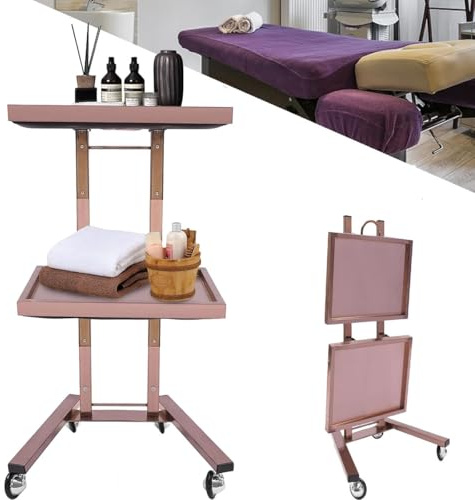 Chariot pliable en acier inoxydable avec roulettes – Multifonctionnel Beauté, Spa, Cuisine Rangement Chariot roulant