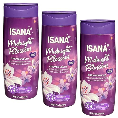 3 er Pack ISANA Duschgel Cremedusche Midnight Blossom | 3 x 300 ml | Duft nach Lilien und Jasmin