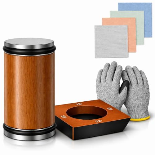 SAFELUX Aiguiseur Couteaux Professionnel à Angle Guidé 15° 18° 20° 22° – Affuteur Couteaux Diamant & Céramique – Couteaux Japonais & Européens – Gants Anti-Coupure + 4 Microfibres