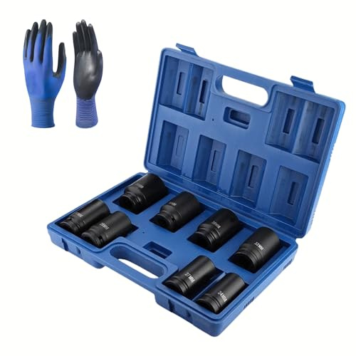 FROOBY 3/4 Inch Drive Impact Socket Set, 8 Piece 24–38mm, Heavy Duty Deep Long Metric Impact Sockets, Wheel Nut Removal, HGV Truck Lorry Bus 4x4 Van, High Torque Garage Workshop Mechanic Tools