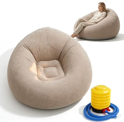 Keltorio Aufblasbarer Sitzsack, Aufblasbarer Sessel, Aufblasbares Sofa mit Luftpumpe, Luft Strandsofa, Wasserdichtes Aufblasbares Strandsofa für Reisen Camping Pool Beach