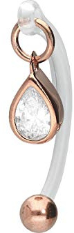 PIERCINGLINE PMFK Bananabell + Chirurgenstahl Design KRISTALLTROPFEN Piercing Intimbereich Bauch Roségoldfarben