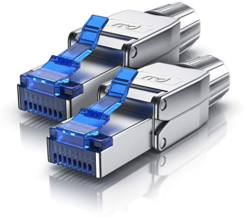 CSL - 2x Netzwerkstecker Feldkonfektionierbar RJ45 CAT 6/7/8 - Geschirmt 40 GBit/s 2000 MHz Ethernet Werkzeuglos LAN Kabel - Crimpstecker Steckverbinder Für Netzwerkkabel Verlegekabel