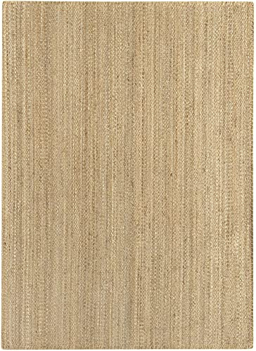 HAMID - Alfombra de Yute Granada 100% Fibra de Yute Natural, Suave, Tejida a Mano para Salón, Comedor, Dormitorio, Pasillos, Entrada, Color Natural (290x200cm)