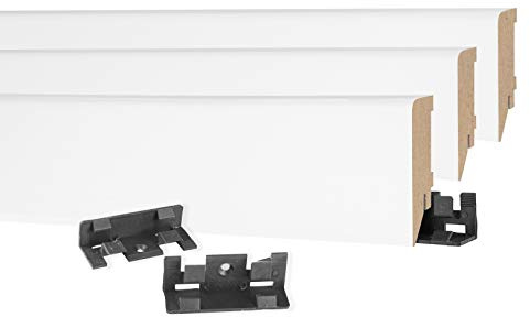 HEXIM Sockelleisten Modern 19 x 70mm - MDF Fußleisten für Fließen, Laminat, Vinyl & Teppich - Sparpaket 28,8 Meter MS7019 - Laminatleisten Fussleiste Bodenleisten