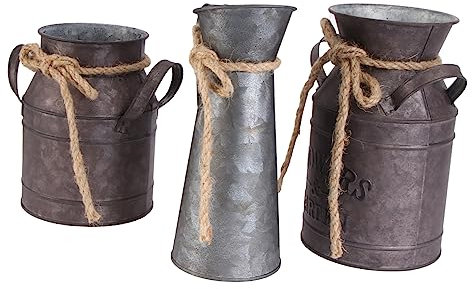 YARNOW Lot de 3 Seaux à Fleurs en Fer Rétro Décoratif Style Champêtre pour Jardin et Bureau, Seaux Vintage pour Décoration et Usage Couleur Aléatoire