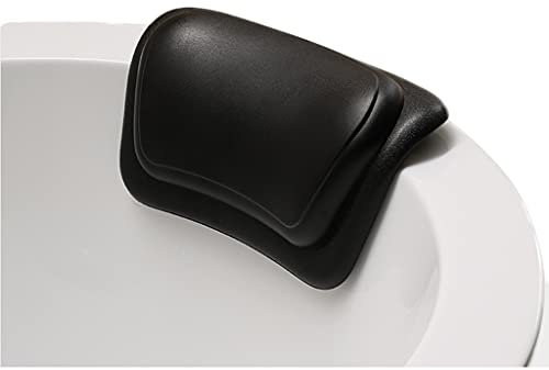 XMCF Badewannenkissen Badewanne Kissen Allgemeines Polyurethan-PU-Badkissen für Kopf- und Hals, mit Fester Saugnapf, spezielles Badezimmer-Spa-Kissen Komfortables Nackenkissen (Color : Black)