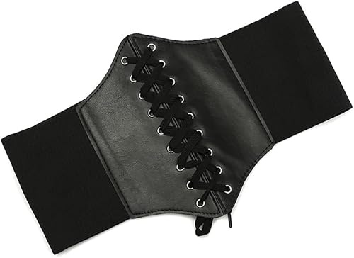 HSAJS Cinturón Corsé Elástico Ajustable Cordones Decorativos Estilo Gótico Faja Ancha Realce Silueta Femenina