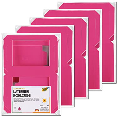 PARTY DISCOUNT NEU Laternen Rohlinge zum Stecken, 400g/m², Eckig: 13,5x13,5x18cm, 5 Stück, Pink