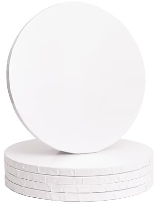 The Baked Studio - 5 Stück – DRUM 12mm dicke, runde, weiß glänzende Kuchenbretter (12 Zoll, weiß glänzend)
